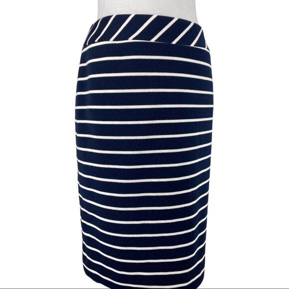 Tahari ASL Women's‎ Navy White Striped Business Career Pencil Skirt 4/W29 - Picture 2 of 7